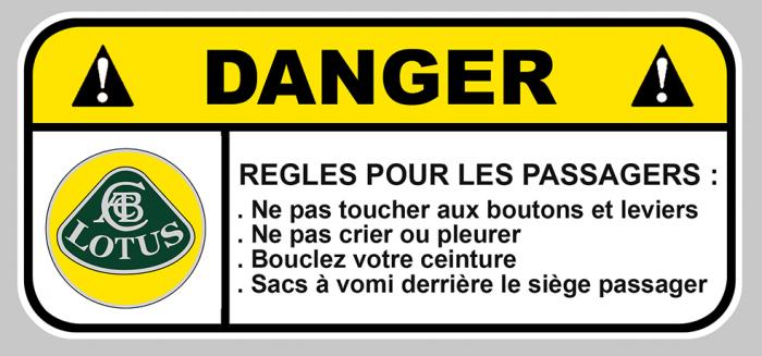 Sticker LOTUS DANGER : Couleur Course