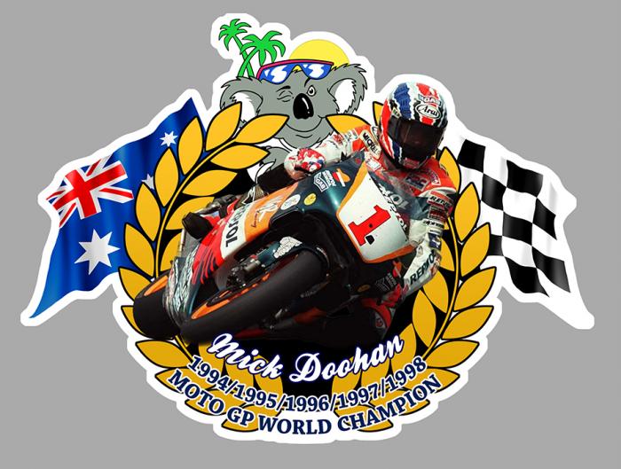 Sticker MICK DOOHAN WORLD CHAMPION : Couleur Course