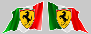 Sticker 2 X DRAPEAUX FERRARI : Couleur Course