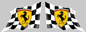 Sticker 2 X DRAPEAUX FERRARI : Couleur Course