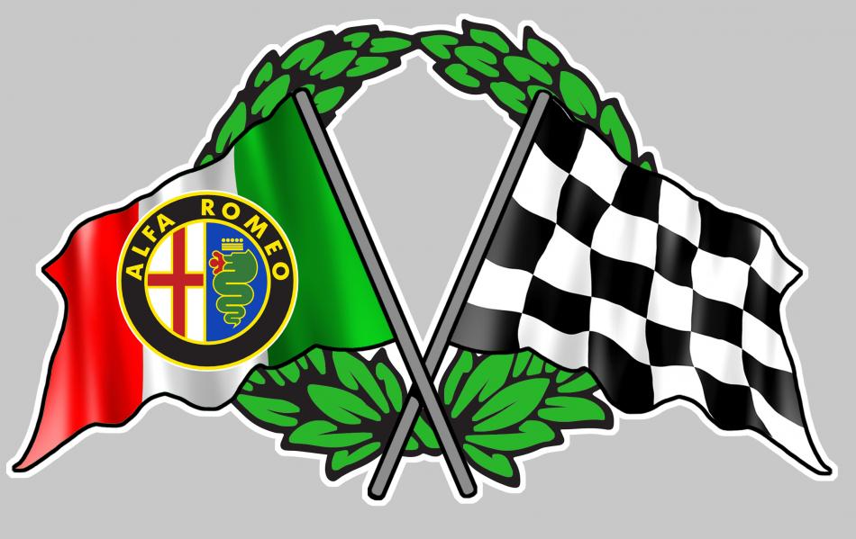 Sticker DRAPEAU DAMIERS LAURIERS ALFA ROMEO FA061 : Couleur Course