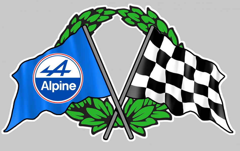 Sticker DRAPEAU DAMIERS LAURIERS ALPINE FA062 : Couleur Course