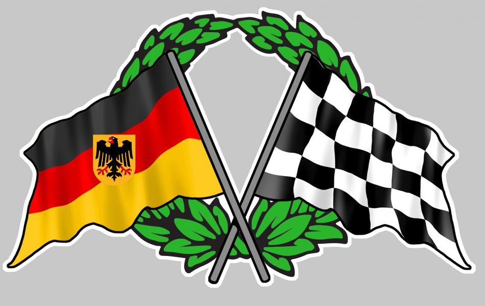 Sticker DRAPEAU DAMIERS LAURIERS ALLEMAGNE FA065 : Couleur Course