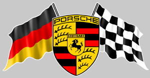 Sticker DRAPEAU DAMIERS PORSCHE FA088 : Couleur Course