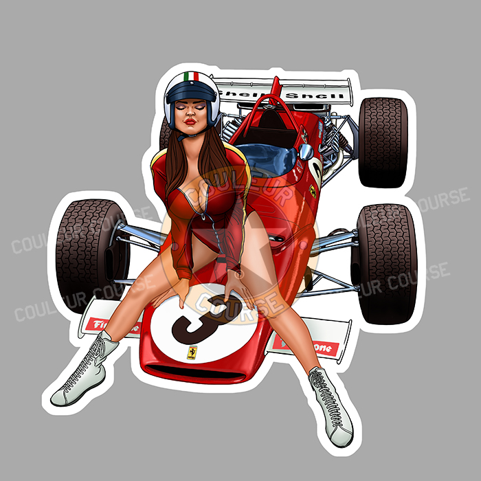 Sticker PINUP FERRARI FORMULE 1 : Couleur Course