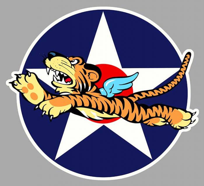 Sticker WW2 TIGRES VOLANTS FLYING TIGERS : Couleur Course