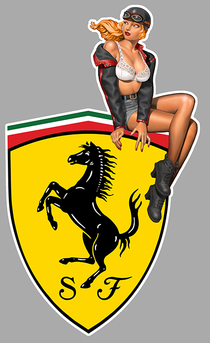 Sticker PINUP FERRARI : Couleur Course