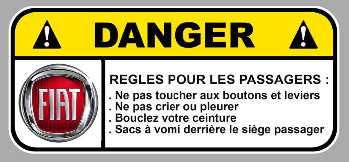 Sticker FIAT DANGER : Couleur Course