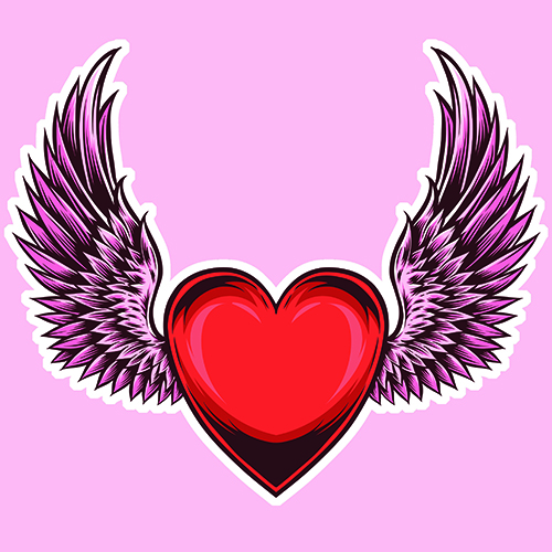 Sticker COEUR AILES ANGE : Couleur Course