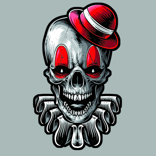 Sticker CLOWN TETE DE MORT : Couleur Course