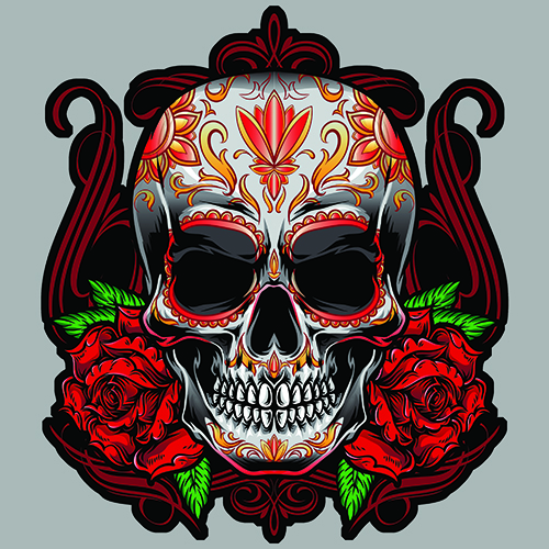 Sticker TETE DE MORT MEXIQUE CALAVERA : Couleur Course