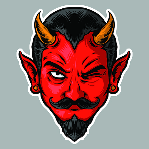 Sticker TETE DIABLE ROUGE : Couleur Course