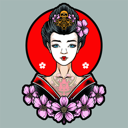 Sticker GEISHA JAPON : Couleur Course
