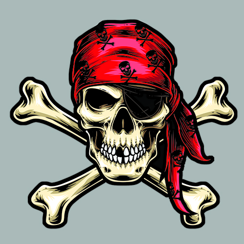 Sticker PIRATE TETE DE MORT : Couleur Course