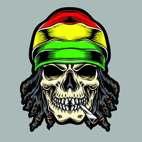 Sticker RASTA TETE DE MORT : Couleur Course