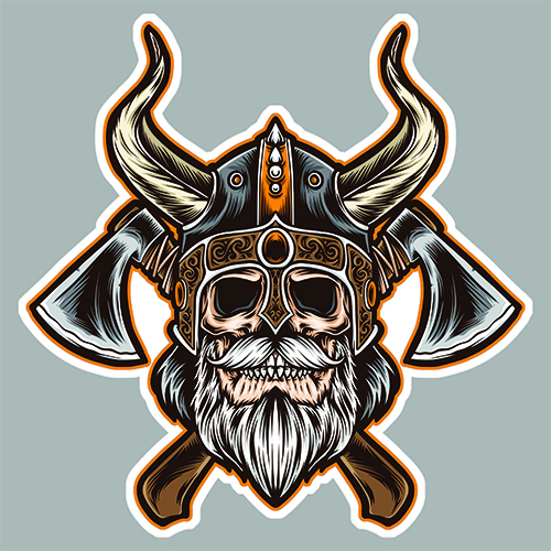 Sticker VIKING TETE DE MORT : Couleur Course