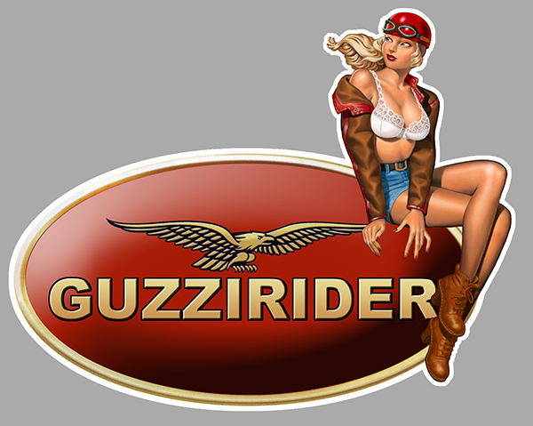 Sticker PINUP MOTO GUZZI  : Couleur Course