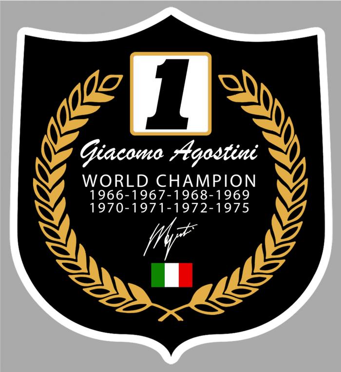 Sticker GIACOMO AGOSTINI WORLD CHAMPION : Couleur Course