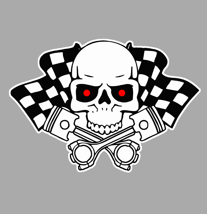 Sticker TETE DE MORT CAFE RACER HOT ROD : Couleur Course