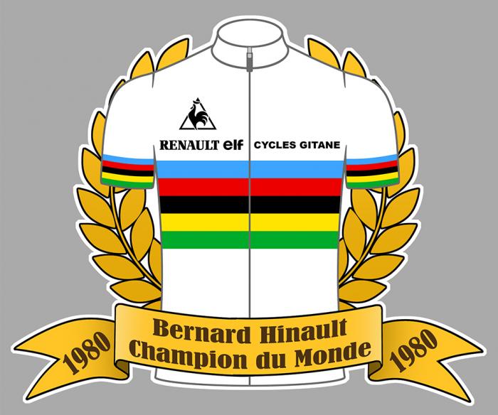 Sticker BERNARD HINAULT CHAMPION DU MONDE 1980 : Couleur Course