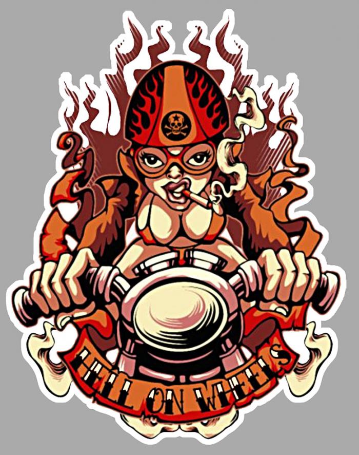 Sticker  PINUP DIABLESSE DEVIL  : Couleur Course