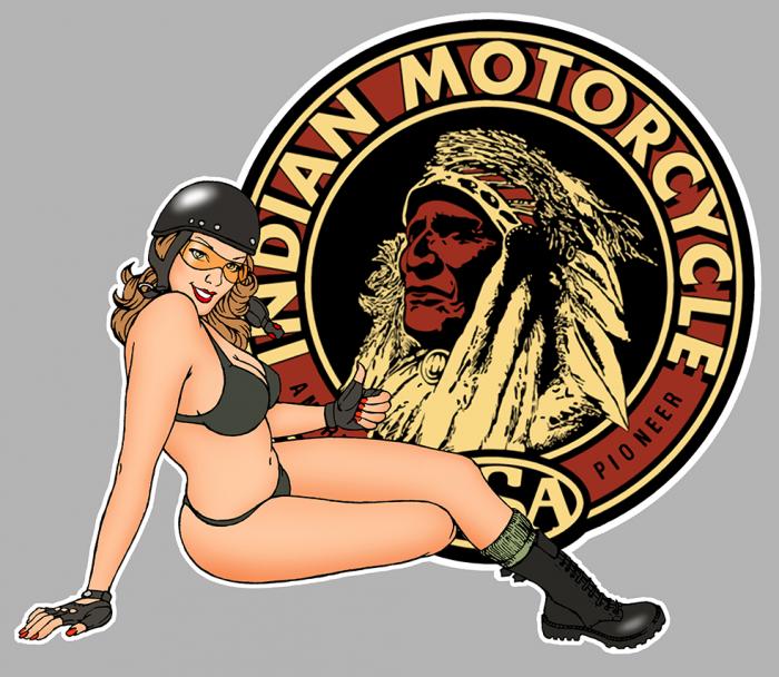 Sticker PINUP INDIAN : Couleur Course
