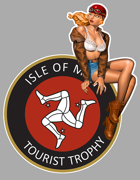 Sticker ISLE OF MAN TOURIST TROPHY TT PINUP : Couleur Course