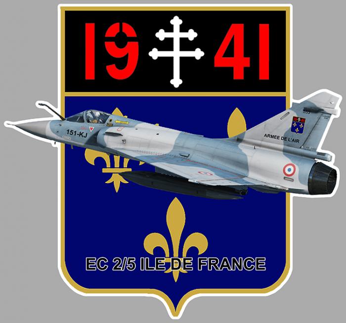 Sticker EC 2/5 ILE DE FRANCE MIRAGE 2000 : Couleur Course