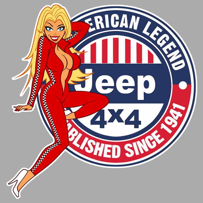 Sticker PINUP JEEP  : Couleur Course