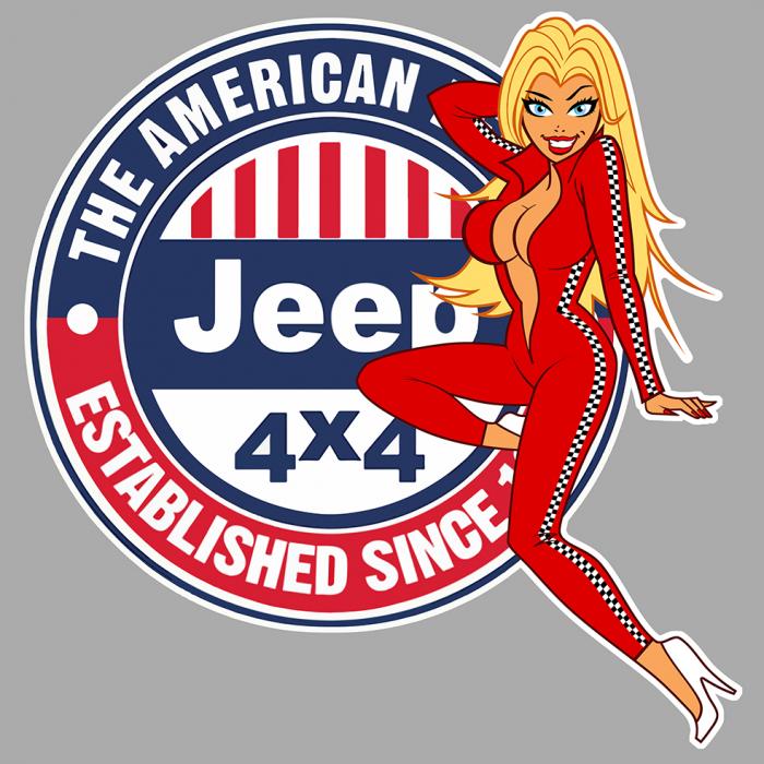 Sticker PINUP JEEP  : Couleur Course