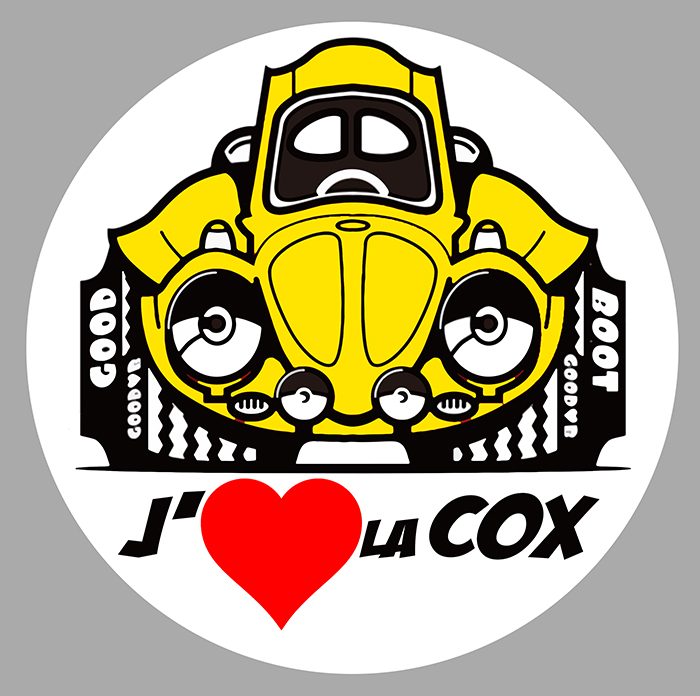 Sticker J'AIME LA VW COX : Couleur Course