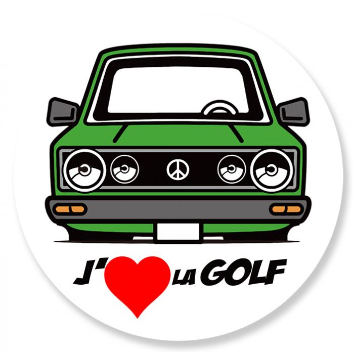 Sticker J'AIME LA VW GOLF GTI : Couleur Course