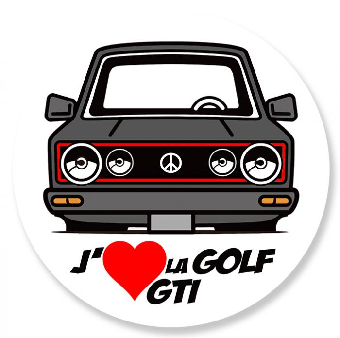 Sticker J'AIME LA VW GOLF GTI : Couleur Course