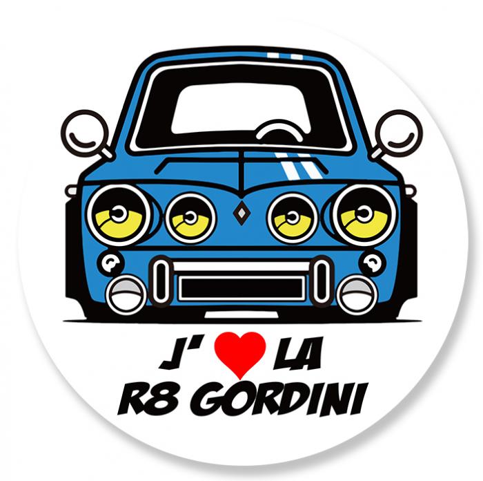 Sticker J'AIME LA R8 GORDINI RENAULT : Couleur Course