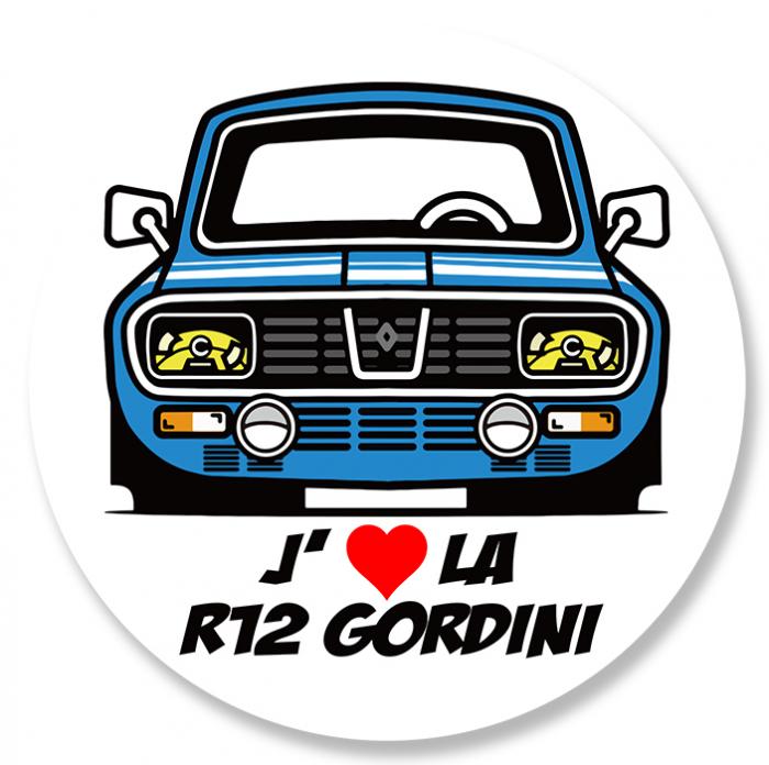 Sticker J'AIME LA R12 GORDINI RENAULT : Couleur Course