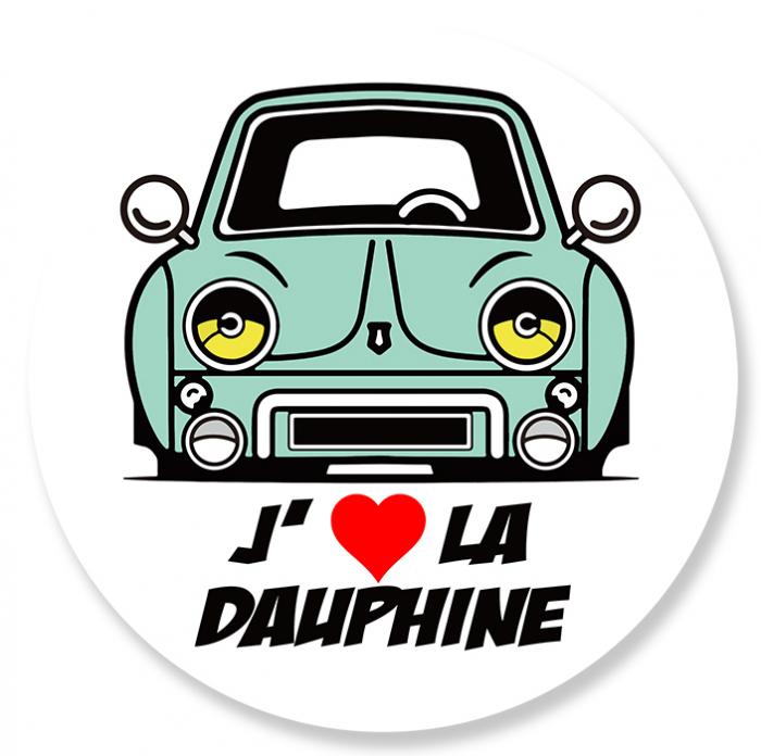 Sticker J'AIME LA DAUPHINE RENAULT : Couleur Course