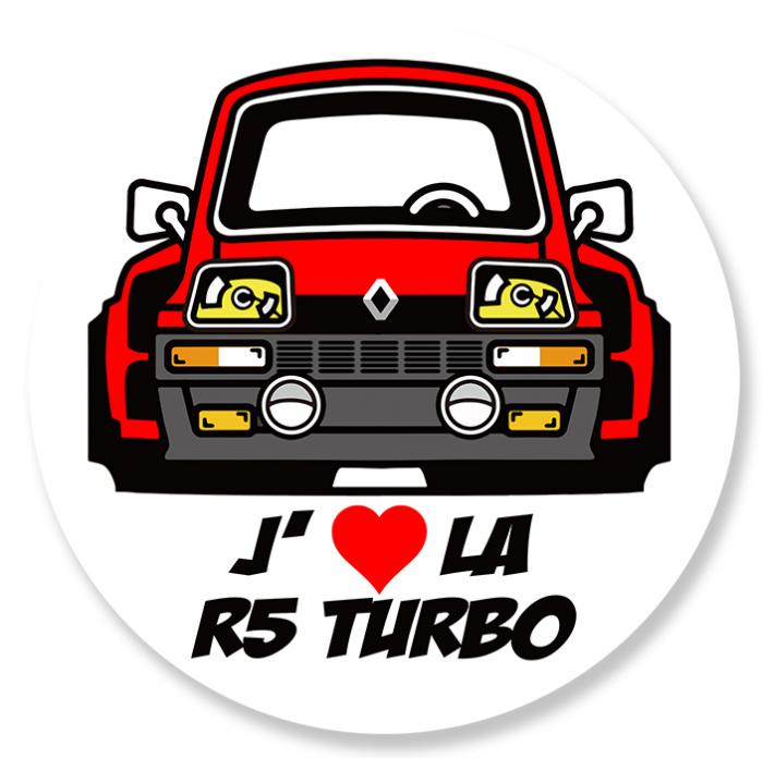 Sticker J'AIME LA RENAULT 5 R5 TURBO : Couleur Course