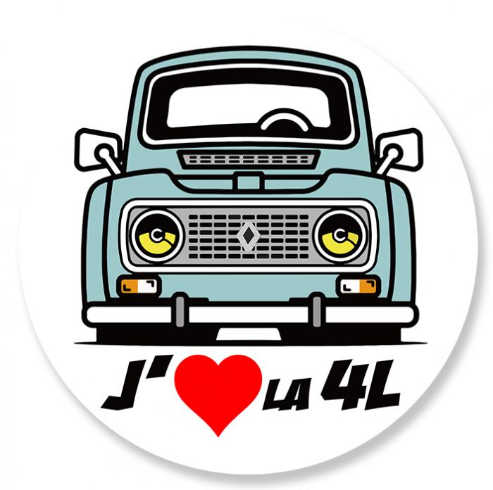 Sticker J AIME LA 4L RENAULT : Couleur Course