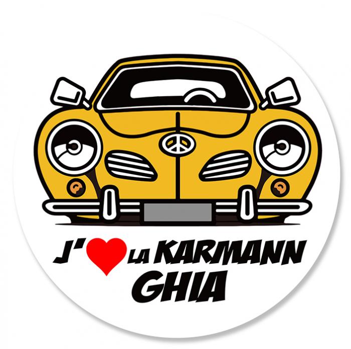 Sticker J'AIME LA VW KARMANN GHIA : Couleur Course