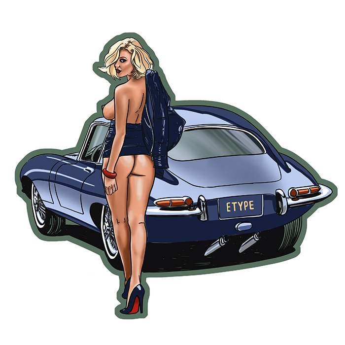 Sticker PINUP JAGUAR : Couleur Course