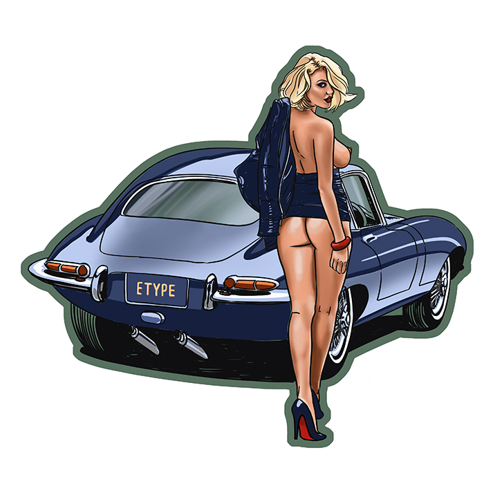 Sticker PINUP JAGUAR : Couleur Course