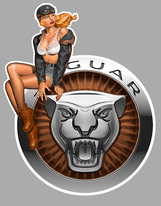 Sticker PINUP JAGUAR : Couleur Course