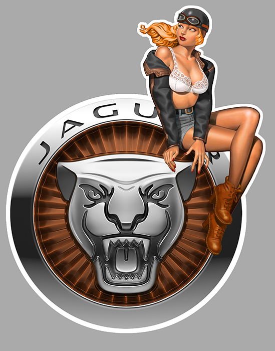 Sticker PINUP JAGUAR : Couleur Course