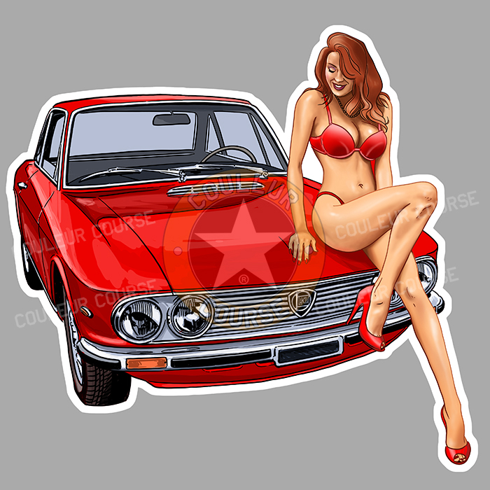 Sticker PINUP LANCIA FULVIA : Couleur Course