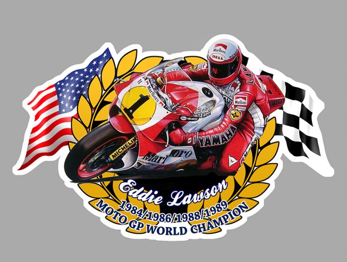 Sticker EDDIE LAWSON WORLD CHAMPION : Couleur Course