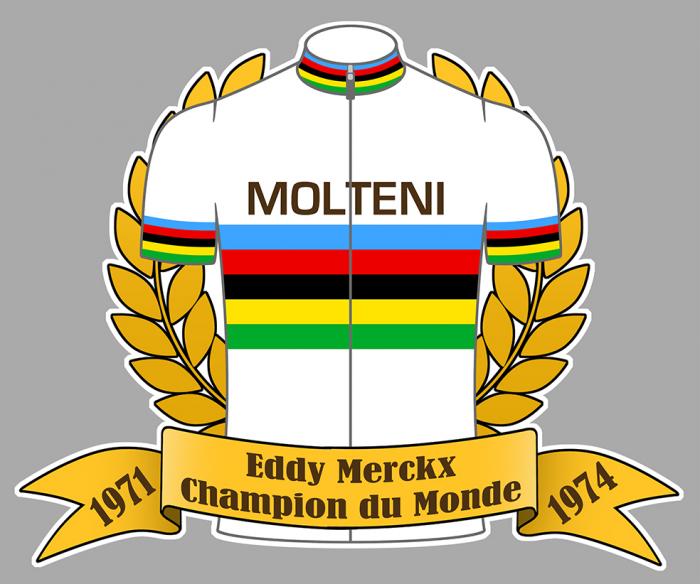 Sticker EDDY MERCKX CHAMPION DU MONDE 71-74 : Couleur Course
