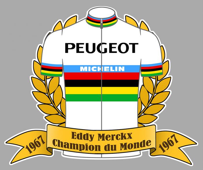 Sticker EDDY MERCKX CHAMPION DU MONDE 1967 : Couleur Course