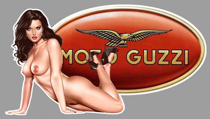 Sticker PINUP MOTO GUZZI  : Couleur Course