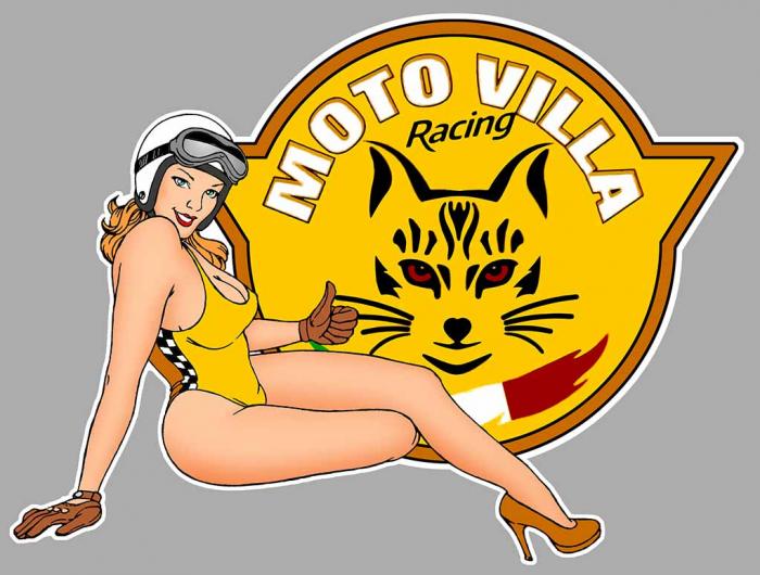 Sticker MOTO VILLA PINUP : Couleur Course