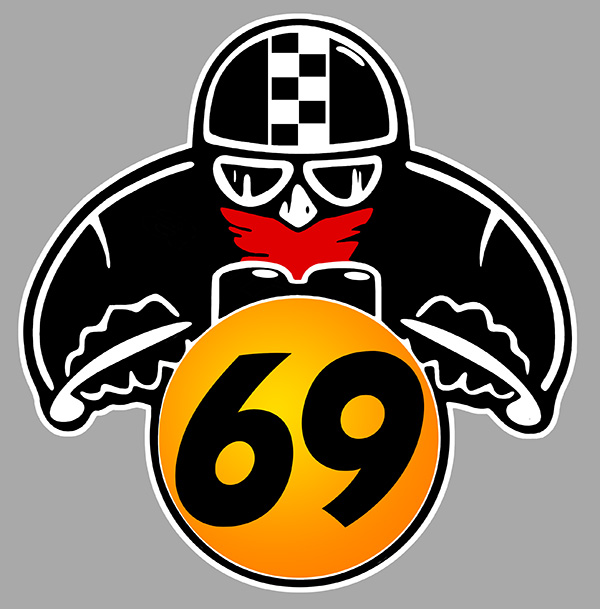 Sticker MOTARD #69 : Couleur Course